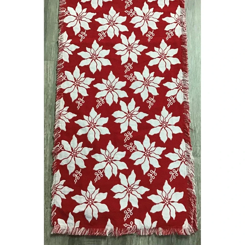Rachel Ashwell Farmhouse Poinsettia Table Runner 18x108 Farmhouse Cottagecore